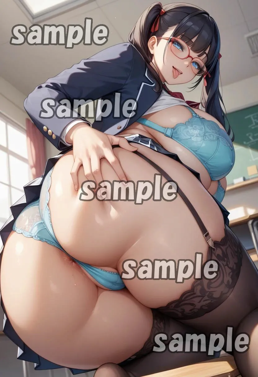 眼鏡をかけたむちむちツインテールJKのデカ尻とパンツ