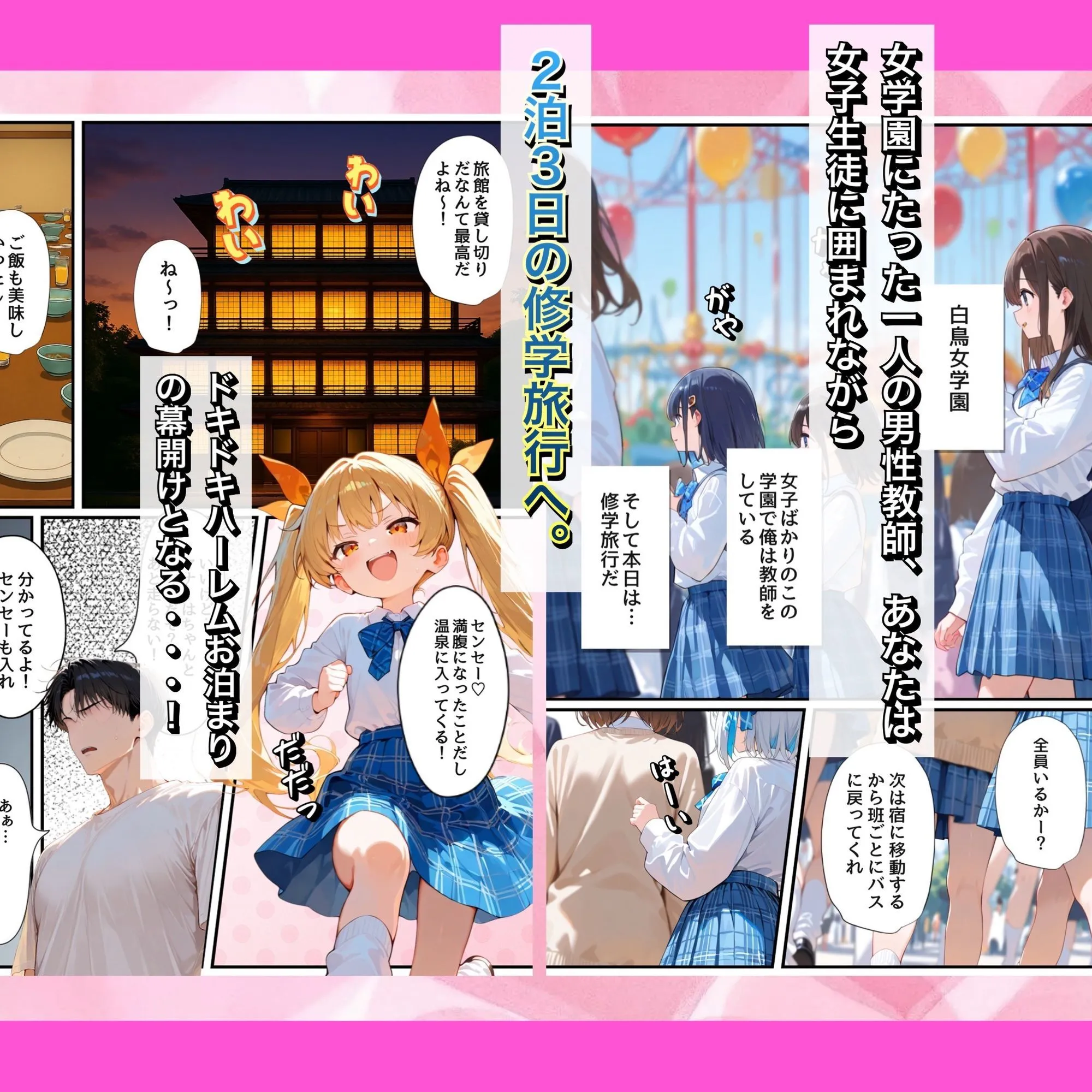 メスガ〇女学園〜生徒に代わりばんこにちんぽ使われるハーレム修学旅行〜