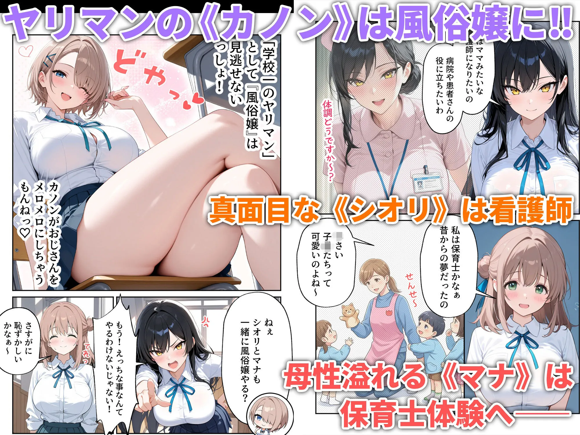 職場体験えっち 女子●生3人エッチな職場体験