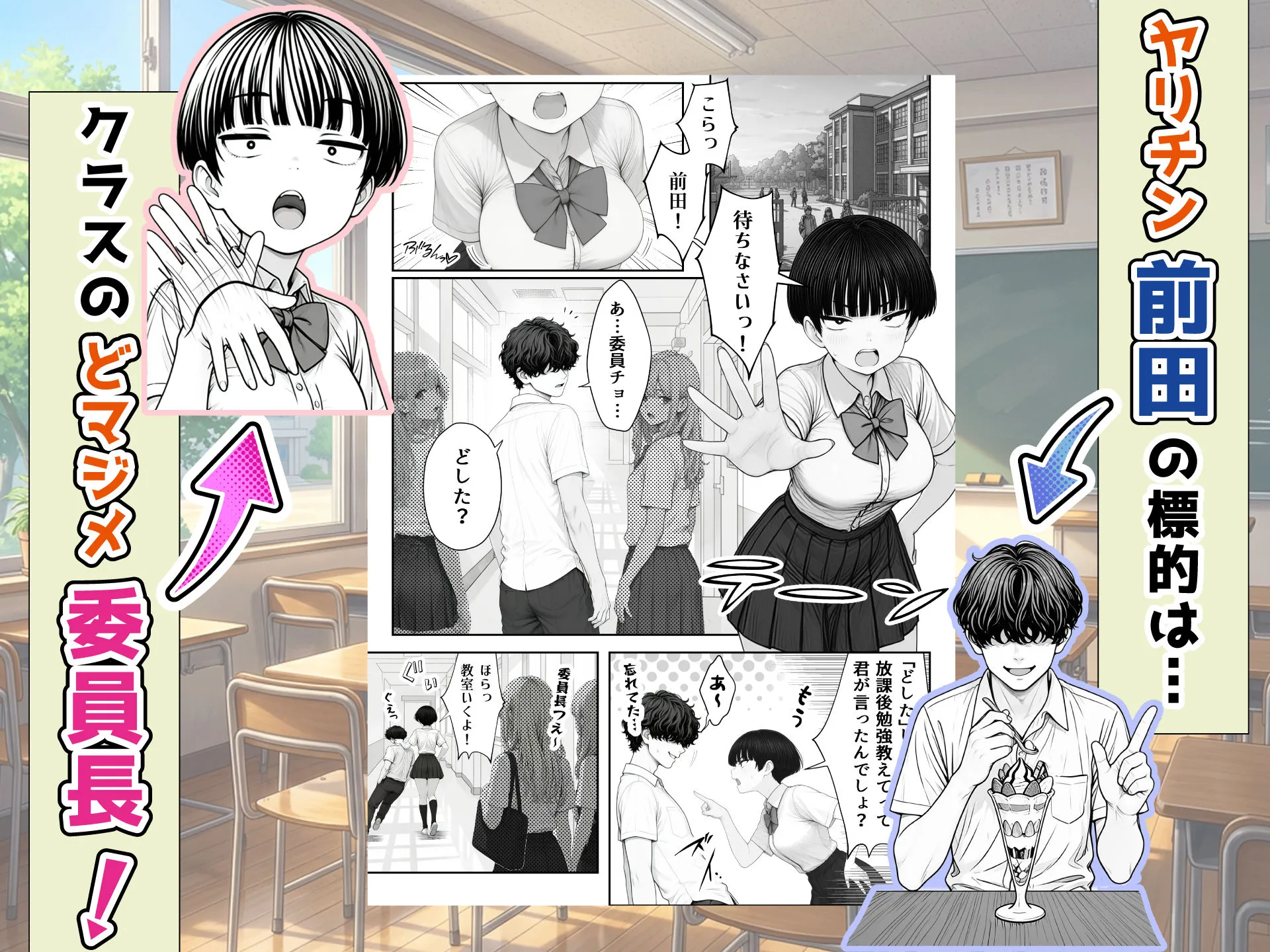 真面目でうるさい委員チョ〜の弱みを握ったヤリチンが1カ月限定恋人ごっこでHまでもっていく話